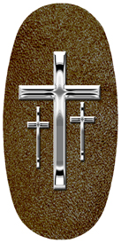 DASOV 517 SL SH BR Silver 3 Crosses Shimmer Brown Background